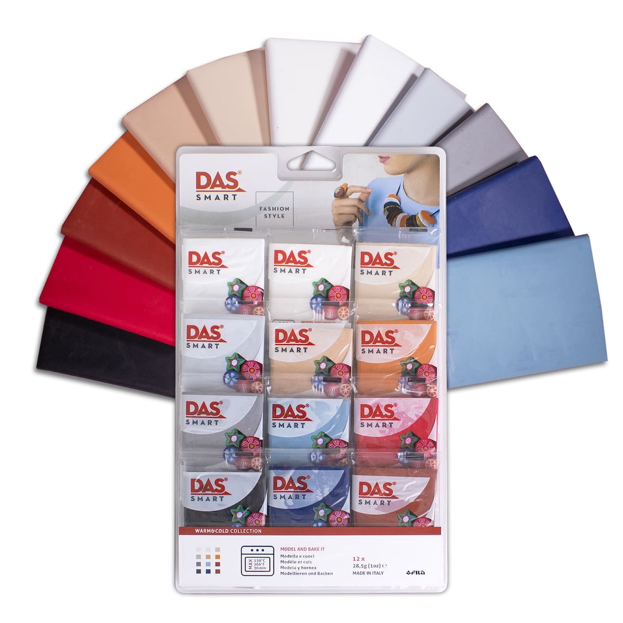 Ensemble de pâtes à modeler polymères aux couleurs chaudes et froides Smart de DAS